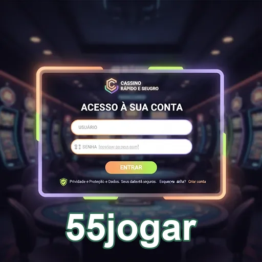 Tela de login do cassino 55jogar com segurança destacada.