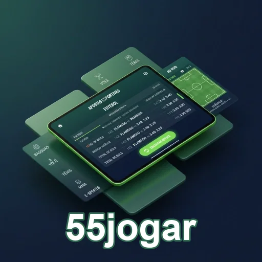 Tela do aplicativo 55jogar mostrando apostas em futebol.