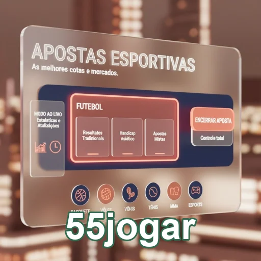 Tela do site 55jogar mostrando opções de apostas esportivas.