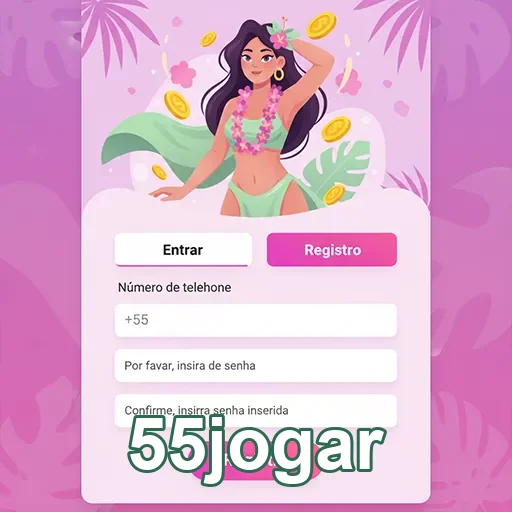 Imagem de uma mulher em tela de cadastro da 55jogar.