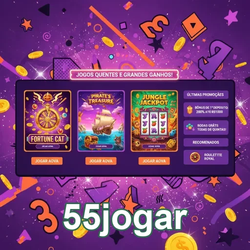 Interface VIP do 55jogar com jogos e promoções destacadas.