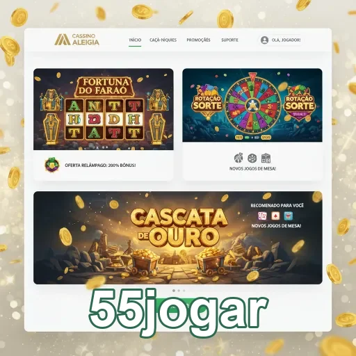 Tela de jogos do 55jogar com ofertas e recomendações.