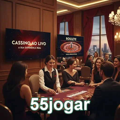 Jogadores interagem em cassino ao vivo na 55jogar.