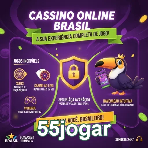 Imagem do 55jogar destacando serviços de cassino online.