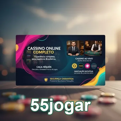 Interface da 55jogar mostrando opções VIP e caça-níqueis.