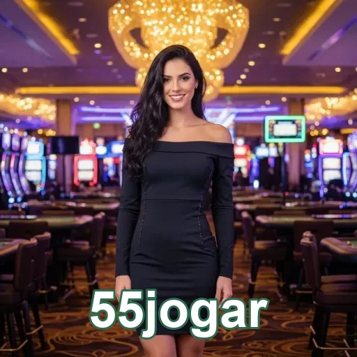 Modelo no cassino 55jogar destacando ambiente sofisticado.