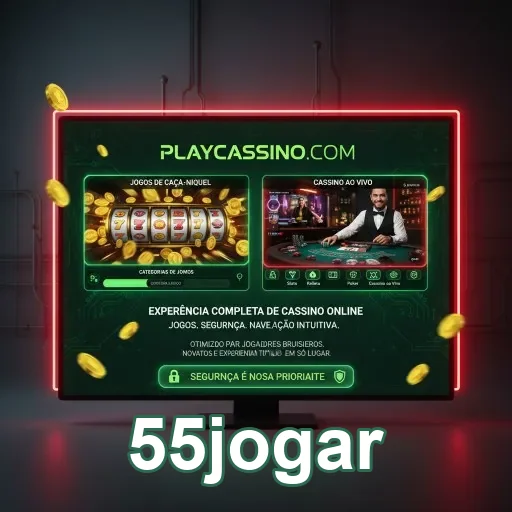 Tela do cassino 55jogar mostrando jogos de caça-níquel.
