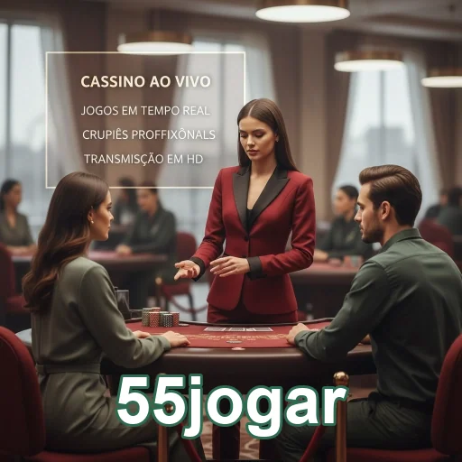 Jogadores interagem com crupiês no cassino ao vivo 55jogar.