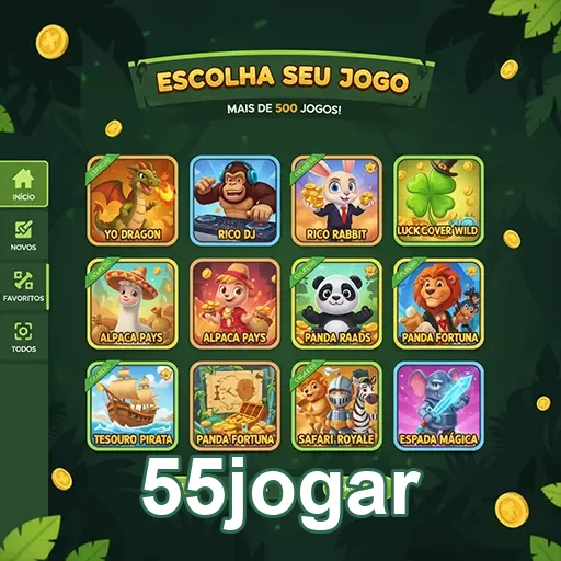 Tela do 55jogar com seleção de jogos populares e acessíveis.