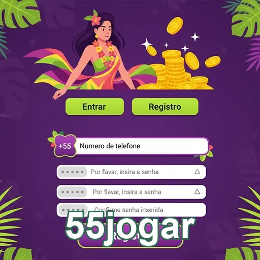 Interface de cadastro do 55jogar com opções de registro.