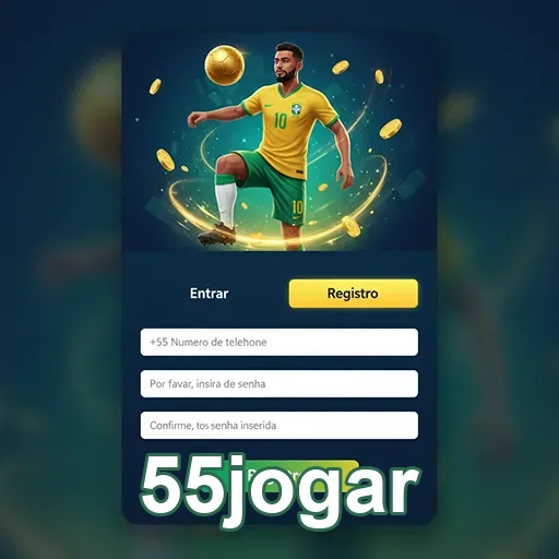 Tela de login do app 55jogar com opções de registro.
