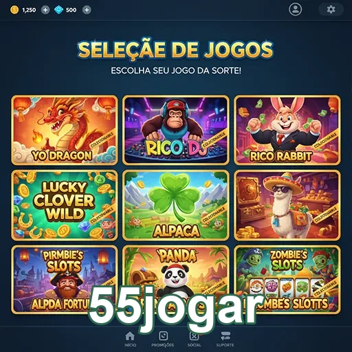 Tela do 55jogar com seleção de jogos VIP disponíveis.