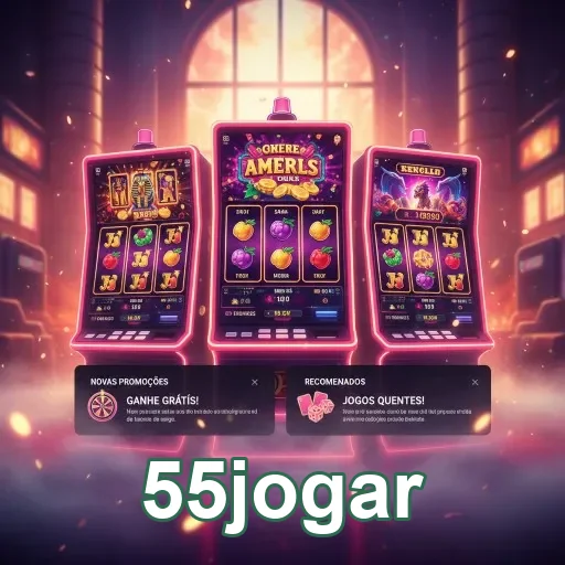 Três máquinas de slot em destaque na 55jogar.