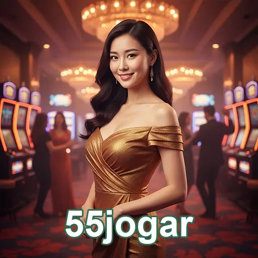 Mulher sorridente em ambiente de cassino no 55jogar.