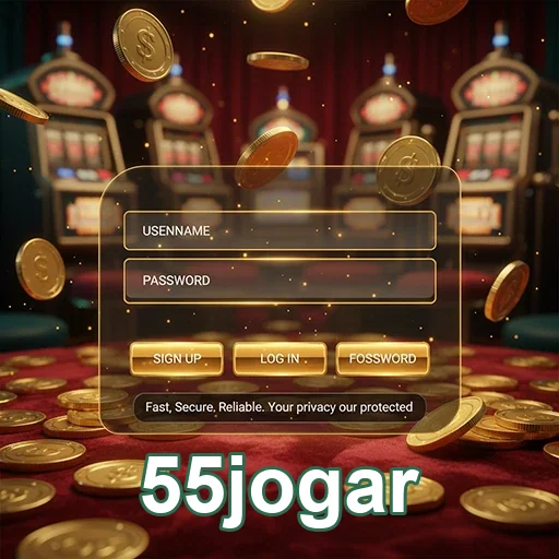 Tela de login da 55jogar com suporte VIP destacado.