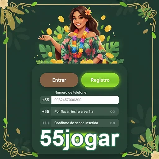 Tela de registro da plataforma 55jogar com elementos gráficos.