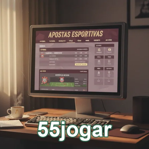 Tela do computador exibindo a área de apostas no 55jogar.